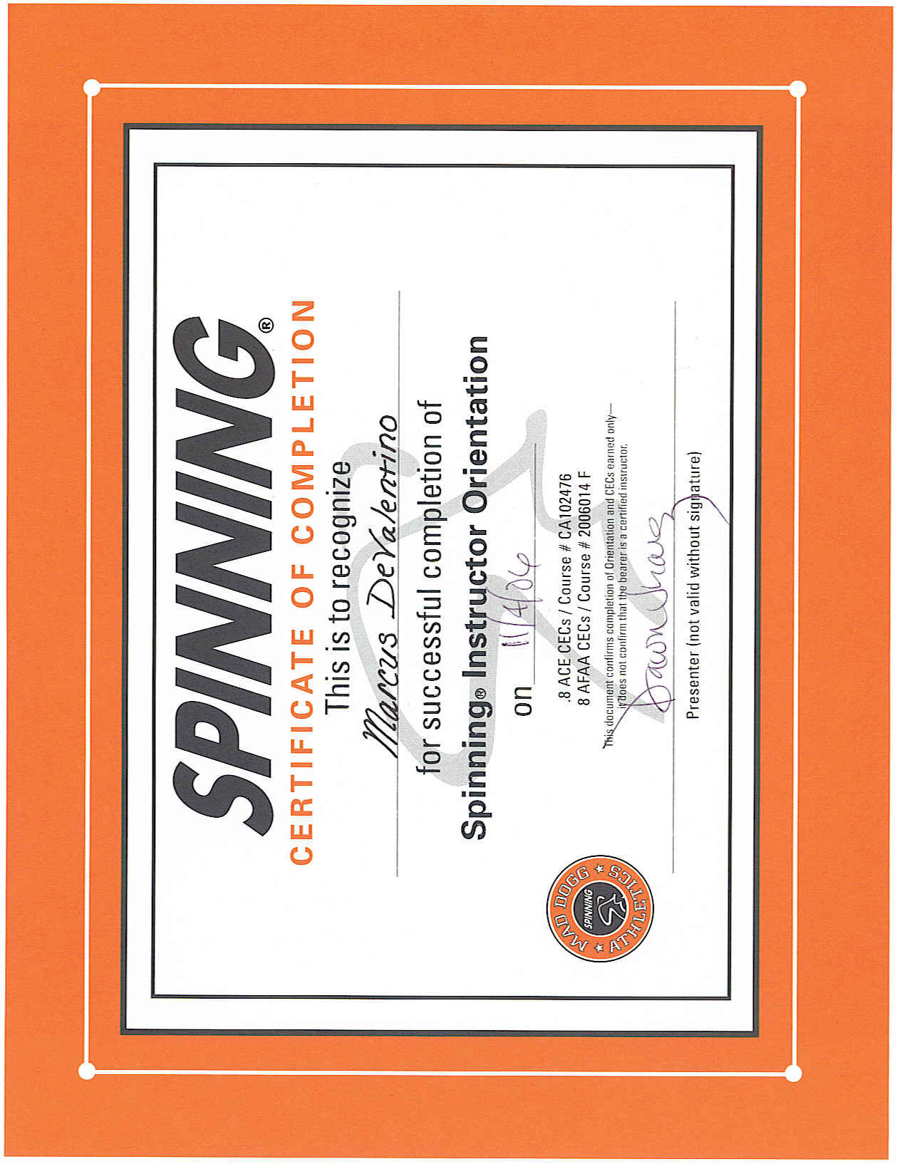 Certified sales spin instructor